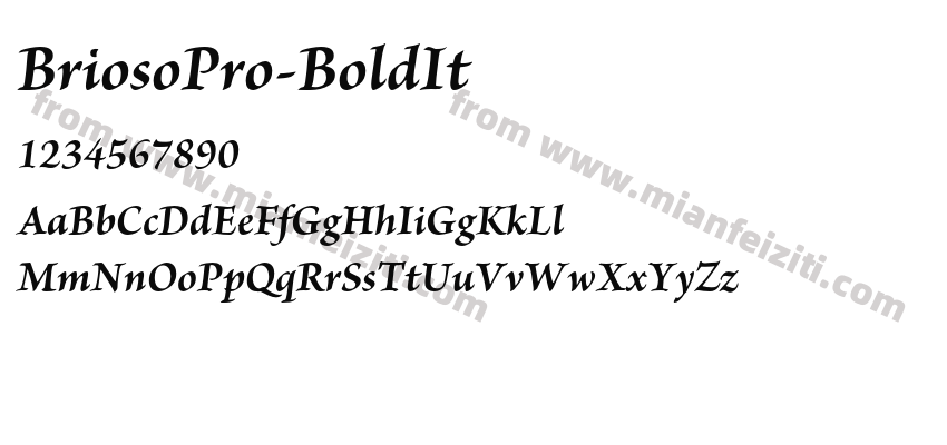 BriosoPro-BoldIt字体预览