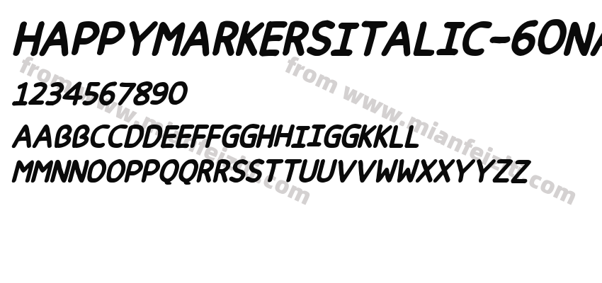 HappyMarkersItalic-60nA字体预览