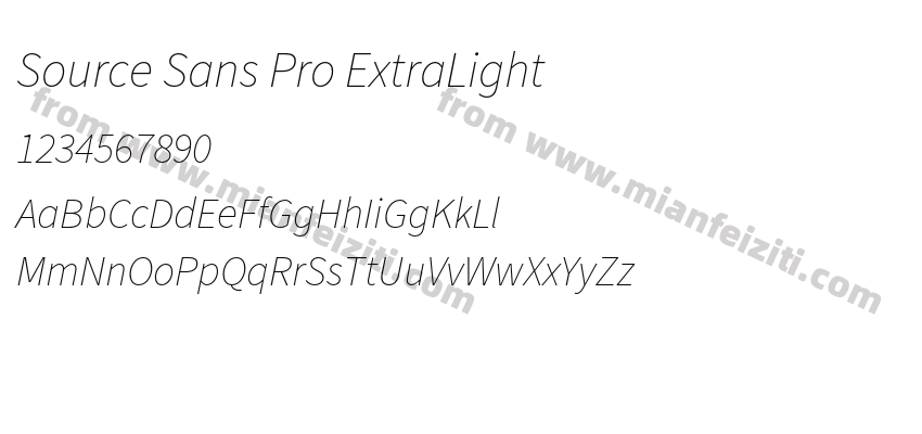 Source Sans Pro ExtraLight字体预览