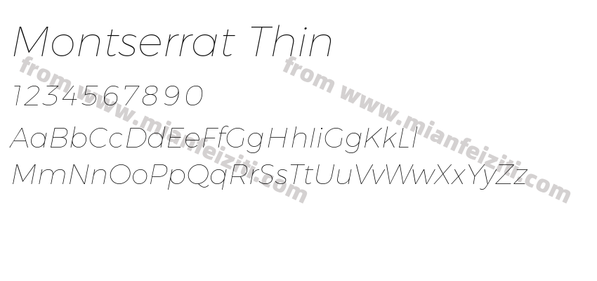 Montserrat Thin Italic预览图2