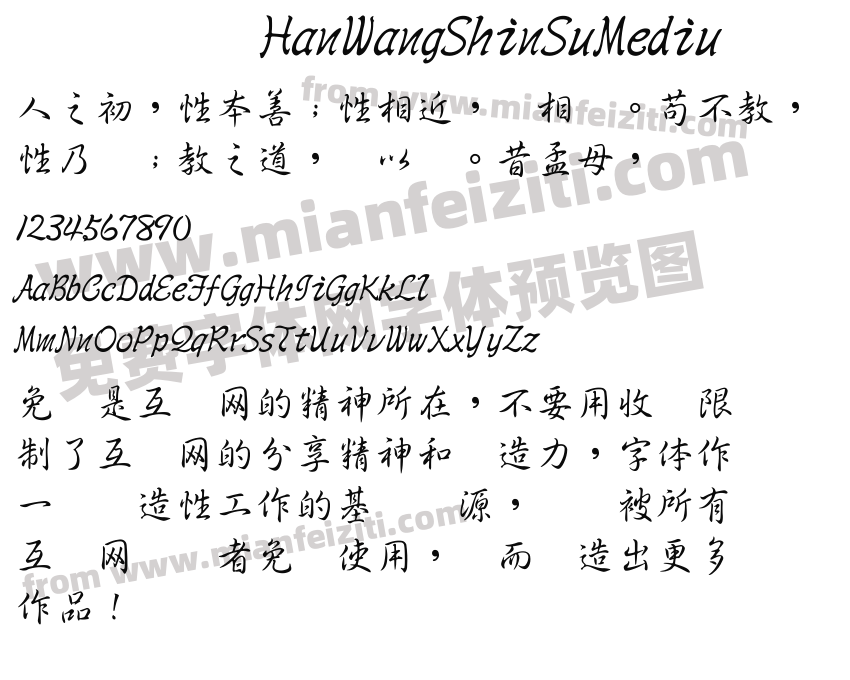 HanWangShinSuMediu字体预览