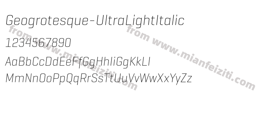 Geogrotesque-UltraLightItalic字体预览