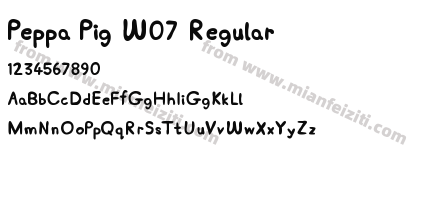 Peppa Pig W07 Regular字体预览