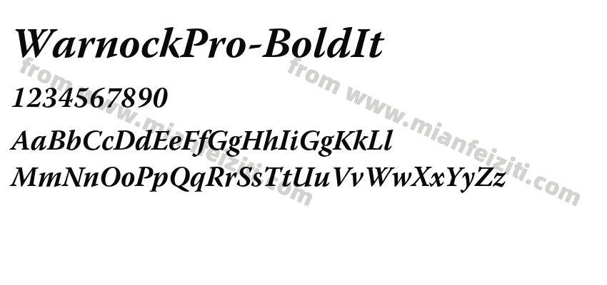 WarnockPro-BoldIt字体预览