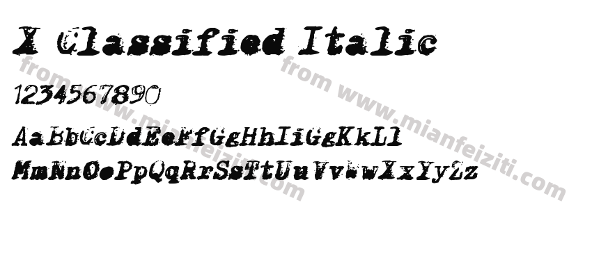 X Classified Italic字体预览