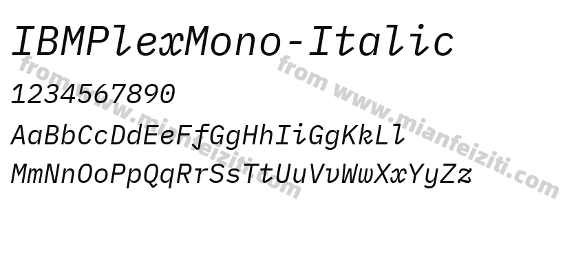 IBMPlexMono-Italic字体预览