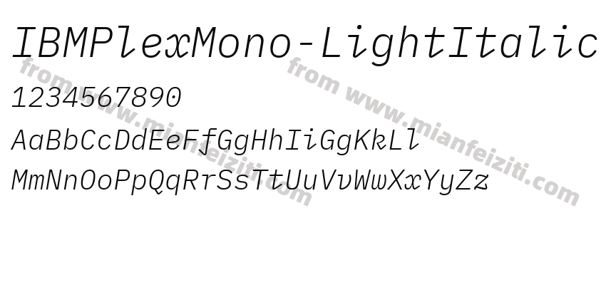 IBMPlexMono-LightItalic字体预览