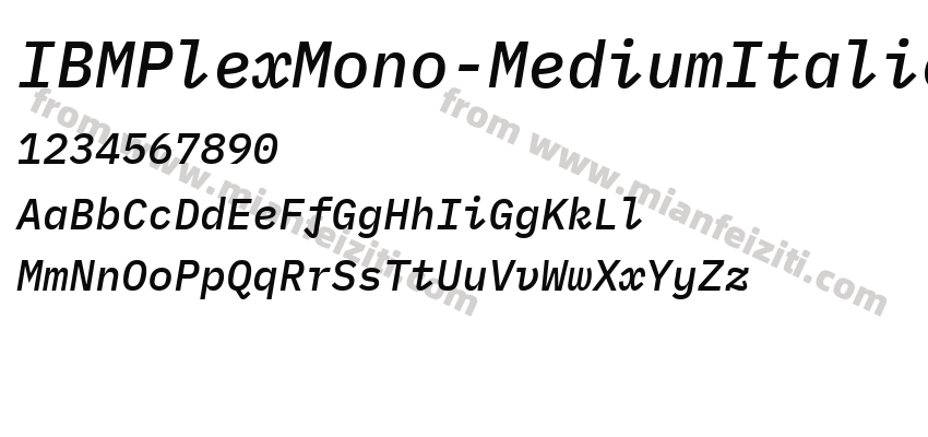 IBMPlexMono-MediumItalic字体预览
