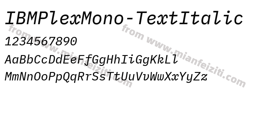 IBMPlexMono-TextItalic字体预览