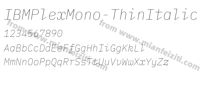 IBMPlexMono-ThinItalic字体预览