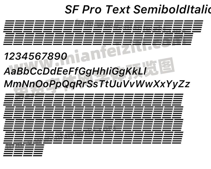 SF Pro Text SemiboldItalic字体预览