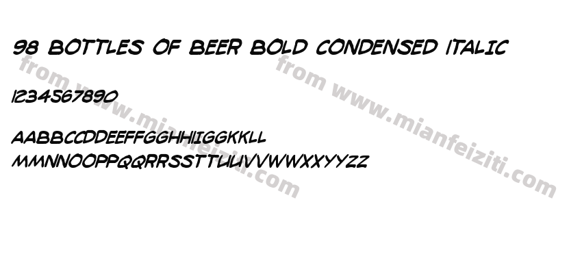 98 Bottles of Beer Bold Condensed Italic字体预览