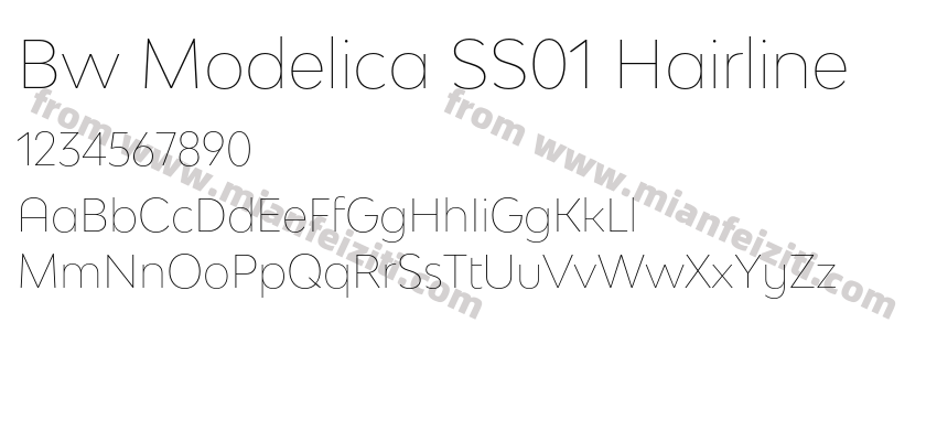 Bw Modelica SS01 Hairline字体预览