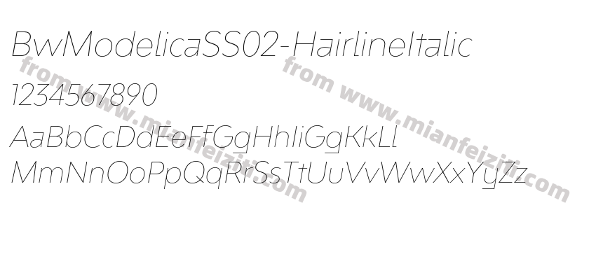 BwModelicaSS02-HairlineItalic字体预览