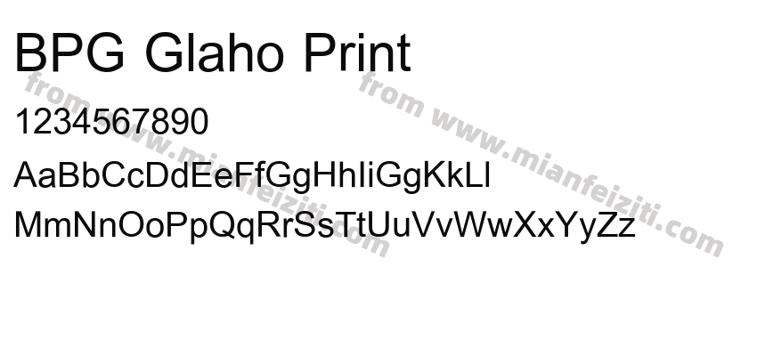 BPG Glaho Print字体预览