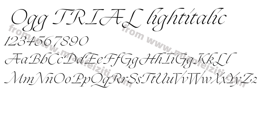  Ogg TRIAL lightitalic字体预览