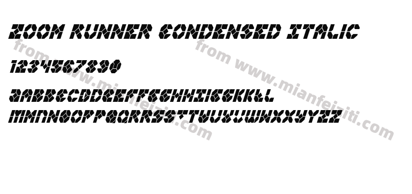 Zoom Runner Condensed Italic字体预览