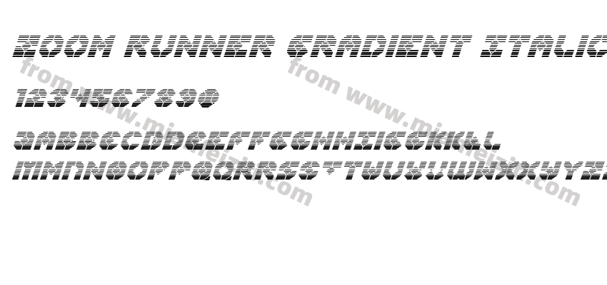 Zoom Runner Gradient Italic字体预览