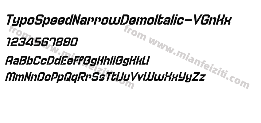 TypoSpeedNarrowDemoItalic-VGnKx字体预览