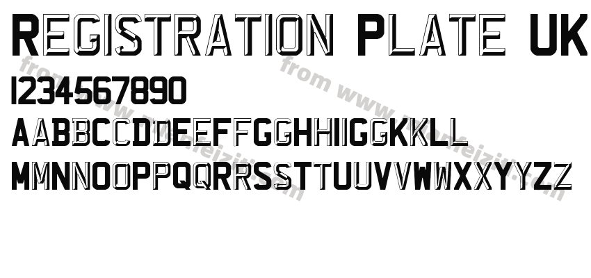 Registration Plate UK字体预览