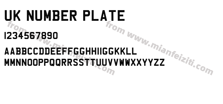 UK Number Plate字体预览
