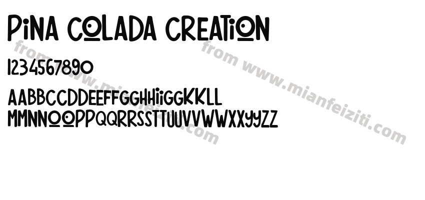 Pina Colada Creation字体预览
