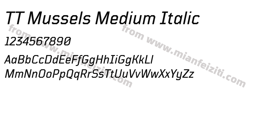 TT Mussels Medium Italic字体预览