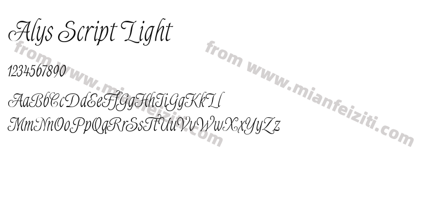 Alys Script Light字体预览