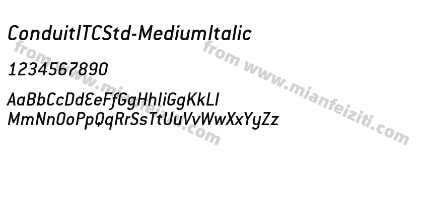 ConduitITCStd-MediumItalic字体预览