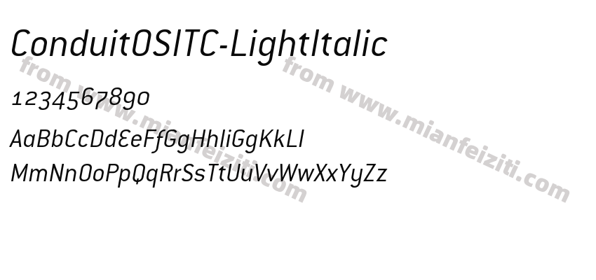 ConduitOSITC-LightItalic字体预览