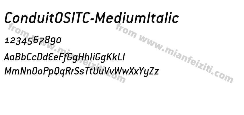 ConduitOSITC-MediumItalic字体预览