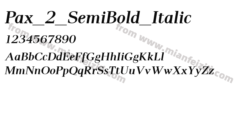 Pax_2_SemiBold_Italic字体预览