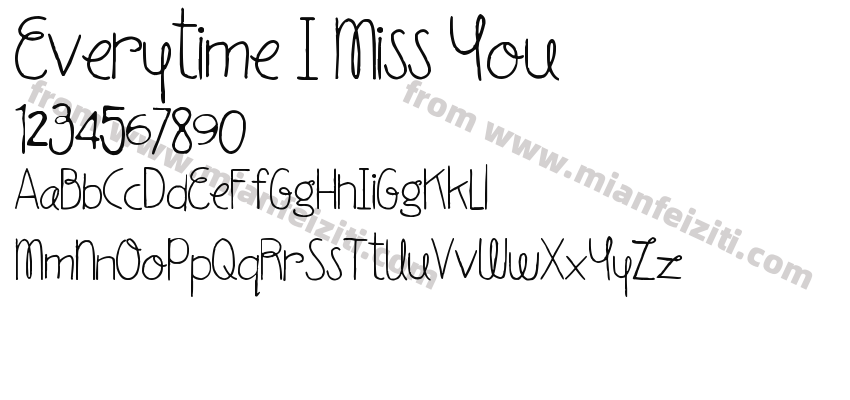 Everytime I Miss You字体预览