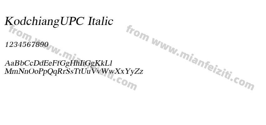 KodchiangUPC Italic字体预览