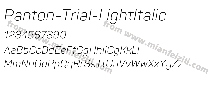 Panton-Trial-LightItalic字体预览