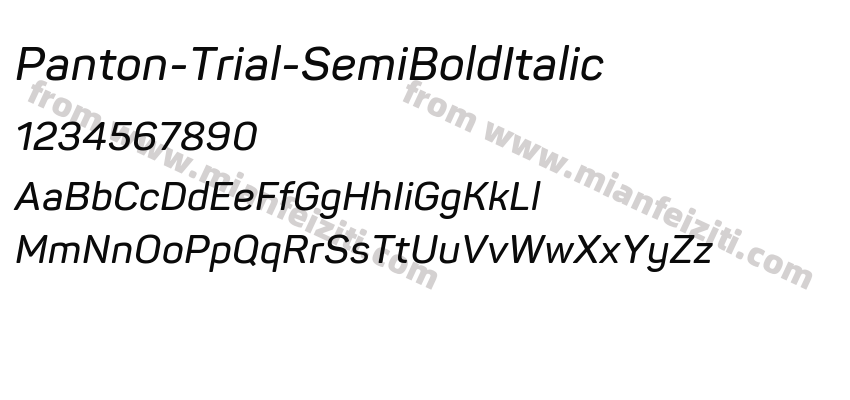 Panton-Trial-SemiBoldItalic字体预览