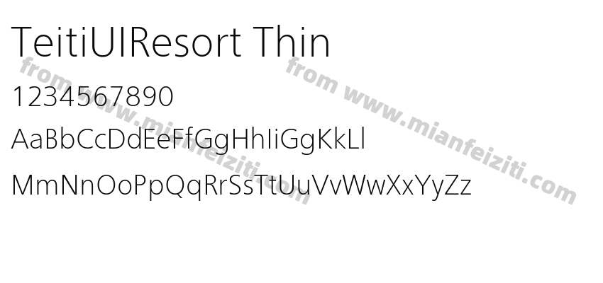 TeitiUIResort Thin字体预览