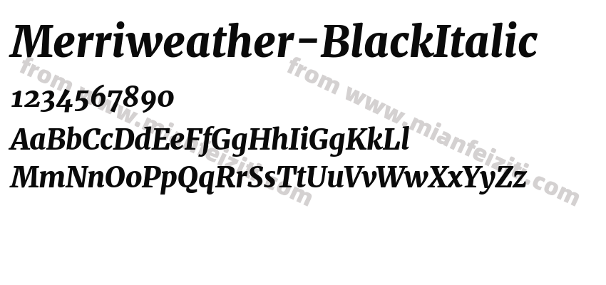 Merriweather-BlackItalic字体预览
