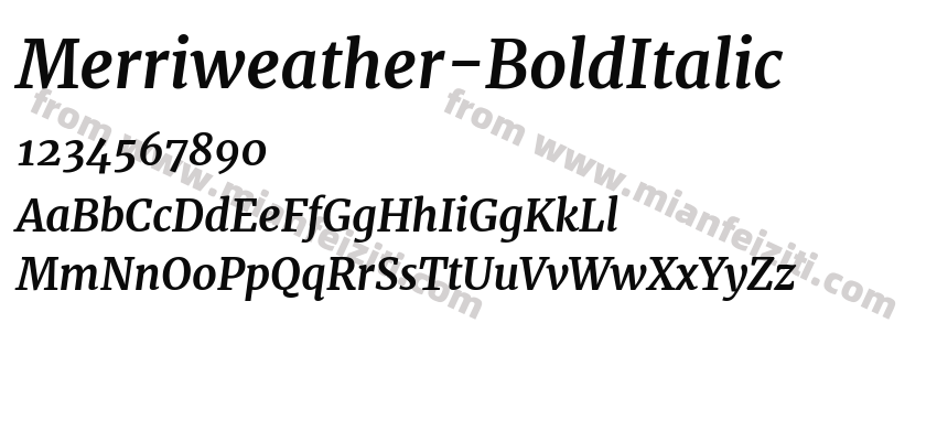 Merriweather-BoldItalic字体预览