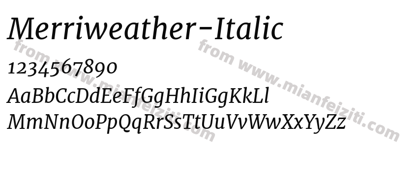 Merriweather-Italic字体预览
