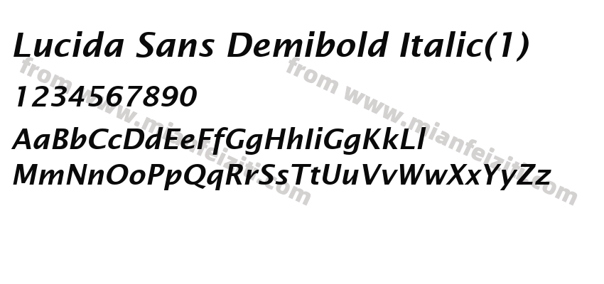 Lucida Sans Demibold Italic(1)字体预览