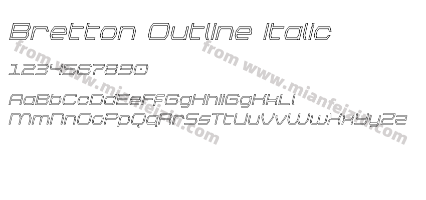 Bretton Outline Italic字体预览