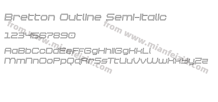 Bretton Outline Semi-Italic字体预览