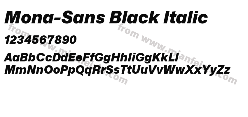 Mona-Sans Black Italic字体预览