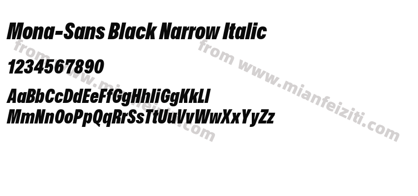 Mona-Sans Black Narrow Italic字体预览