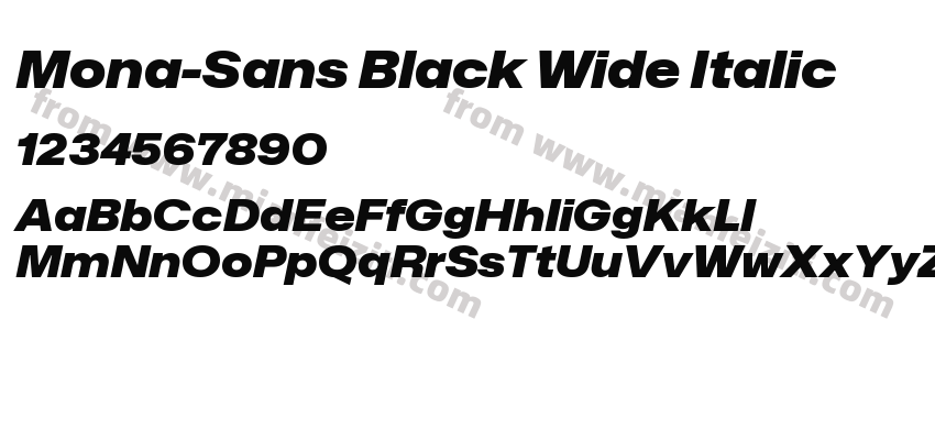 Mona-Sans Black Wide Italic字体预览
