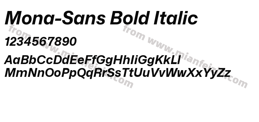 Mona-Sans Bold Italic字体预览