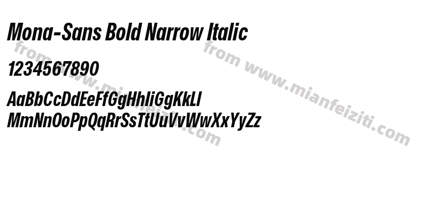 Mona Sans Bold Narrow Italic字体预览