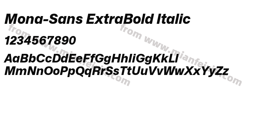 Mona-Sans ExtraBold Italic字体预览