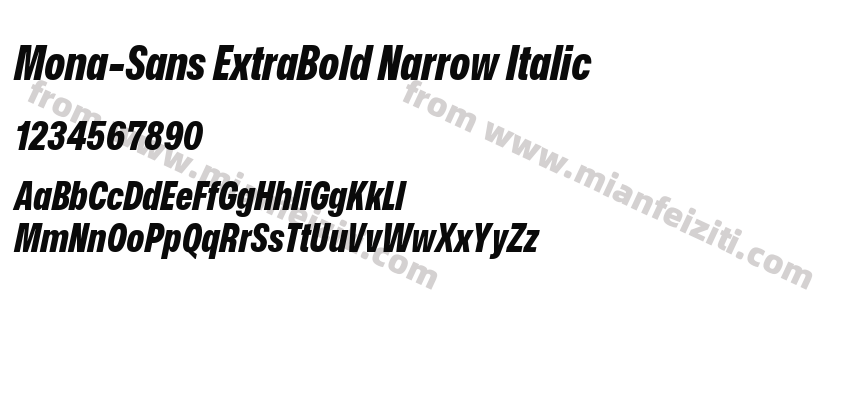 Mona Sans Extra Bold Narrow Italic字体预览